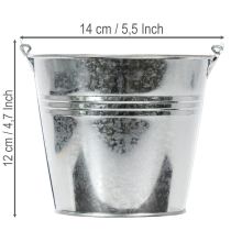 gjenstander Bøtte Ø14cm H12cm 6 stk. sink, blank