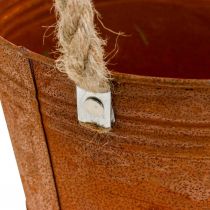 gjenstander Metallgryte med håndtak, urtepotte, rustdekor Ø16,5cm H15cm