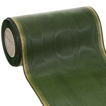 gjenstander Elegant moiré-kransbånd, 175 mm, mørkegrønt med perlekant og taftvev for festlige anledninger