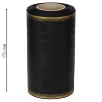 gjenstander Elegant moiré-kransbånd, 175 mm svart med perlekant og taftvev, dekorativt bånd til begravelsesblomsterdekorasjoner, sløyfebånd, 25 m