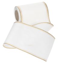 gjenstander Elegant moiré-kransbånd med gullkant, bryllupsdekorasjon, sørgebånd, hvitt 150 mm x 25 m