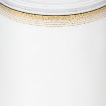 gjenstander Elegant moiré-kransbånd med gullkant, bryllupsdekorasjon, sørgebånd, hvitt 150 mm x 25 m