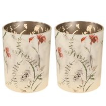 gjenstander Elegant lysestake med blomstermotiv for harmonisk romdesign, 12,5 cm, 2 stk.
