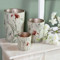 gjenstander Elegant lysestake med blomstermotiv for harmonisk romdesign, 12,5 cm, 2 stk.