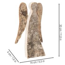gjenstander Englefigur laget av tre med bjørkenever, 30 cm