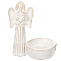 gjenstander Engleskåldekorasjon med liten figur og rund telysholder 10 cm 3 stk