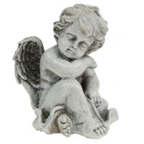 gjenstander Minnefigur sovende engel grå 16cm 2 stk