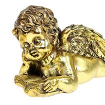 Engel med bok liggende gull 11-13cm 4stk