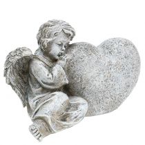 Engel med hjertegrå 11,5cm × 9cm × 6,5cm 2stk