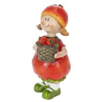 gjenstander Dekorativ figur av jordbærjente til sommerdekor, søt statue til stue og balkong, 18 cm