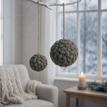 gjenstander Dekorativ kule av orkjegle til oppheng, hvitvasket, 20 cm