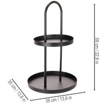 gjenstander Rundt dekorativt metallbrett med to nivåer, 58 cm