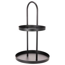 gjenstander Rundt dekorativt metallbrett med to nivåer, 58 cm