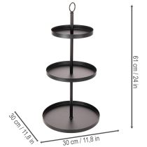 gjenstander Tre-etasjes rundt serveringsstativ i metall for borddekorasjon i flere etasjer, 61 cm