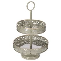 gjenstander Dekorativt serveringsbrett med håndtak, stjernemotiv, to nivåer, 49 cm