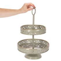 gjenstander Dekorativt serveringsbrett med håndtak, stjernemotiv, to nivåer, 49 cm