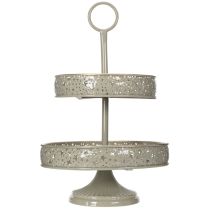 gjenstander Dekorativt serveringsbrett med håndtak, stjernemotiv, to nivåer, 49 cm