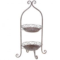 gjenstander Metall etagere 2-lags brun hvit Ø25,5cm 63,5cm