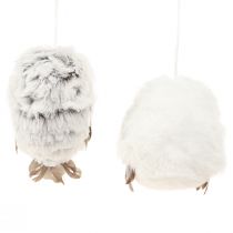 gjenstander Ugledekorasjoner, uglefigurer til oppheng, hvit og grå, 6 cm, 2 stk.