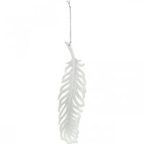 gjenstander Fjær å henge, dekorasjon av juletre, dekorative fjær med glitter, bryllupshvitt L19cm 12stk