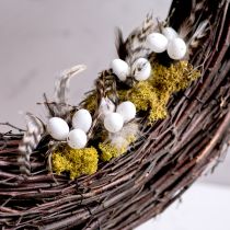 gjenstander Dekorative fjærgrenpinner med naturlige fjær, påskedekorasjon for elegante arrangementer, 37 cm, 12 stk.