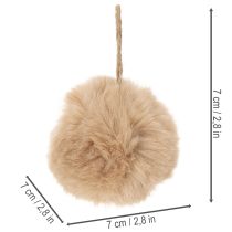 gjenstander Dekorativ pompong til oppheng, luftig pelsball, 7 cm, 6 stk.