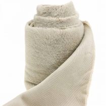 gjenstander Bordløper fuskepels beige, bordbånd dekorativ pels 15×200cm