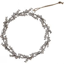 gjenstander Vindusdekorasjon, dørkrans, shabby chic blomsterkrans, metall, hvit, Ø16,5 cm