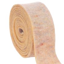 gjenstander Filtbånd som tofarget gryteklute laget av ren ull, oransje/flerfarget, 7,5 cm bred, 5 m lang