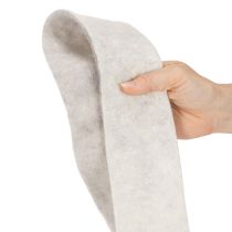 gjenstander Tofarget filtbånd, hvitt/grått, laget av 100 % ull, 7,5 cm bredt, 5 m langt