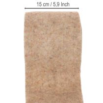 gjenstander Filtbånd av ullfilt, tofarget, selges i metervare for kreative prosjekter, brun/hvit, 15 cm x 5 m