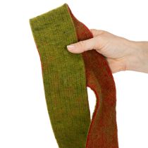 gjenstander Filttape, tofarget grytekluttape, 100 % ull, rød/grønn, 7,5 cm bred, 5 m lang