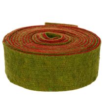 gjenstander Filttape, tofarget grytekluttape, 100 % ull, rød/grønn, 7,5 cm bred, 5 m lang