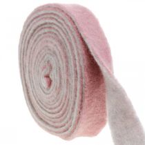 Grytehengsel, deco tape ull filt mørk rosa / grå B4.5cm L5m