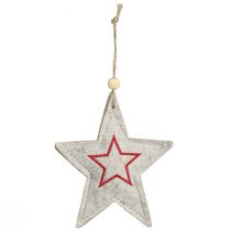 gjenstander Filtstjerner til juletrepynt, beige og rød, 13 cm, sett med 6.