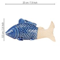 gjenstander Keramisk Fiskedekor Maritim Blå Beige 20×8×8,5cm 2 stk