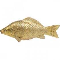 Dekorativ fisk gullfarget statue for å stå Fiskeskulptur Polyresin Liten L18cm
