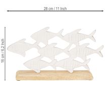 gjenstander Fiskeskole Dekorasjon Fisk Hvit Metall Tre Naturlig 28x16cm