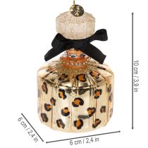 gjenstander Juletre-pynt: parfymeflaske og leppestift med leopardtrykk, 11 cm, 2 stk.
