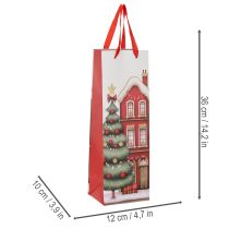 gjenstander Gavepose flaske julehus og juletre 36cm 2 stk