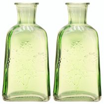 gjenstander Flaskevase glassvase med motiv flaskeglass grønn H19cm 2stk