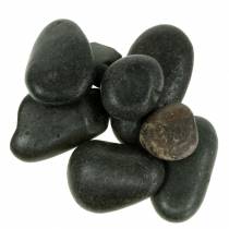 Elvestein matt svart, naturstein, dekorative steiner L15–60mm B15–40mm 2kg