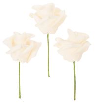 gjenstander Kunstig rose, kremfarget, 10 cm blomst på stilk, 100 stk.