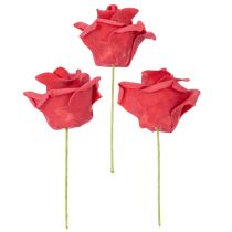 gjenstander Kunstig rød roseblomst med stilk, 5 cm, 100 stk.