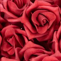 gjenstander Kunstig rød roseblomst med stilk, 5 cm, 100 stk.