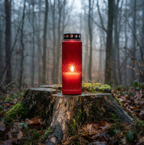 gjenstander Gravlys lokk motiv blomst rød svart 10 dager H27cm