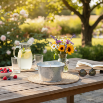 gjenstander Stearinlys i sinkbøtte for stemningsfull dekorasjon på terrasse og balkong 15 cm