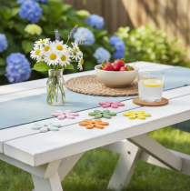 gjenstander Spreddekor treblomster farget borddekor Ø3-4cm 48 stk