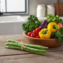 gjenstander Dekorative bønner, kunstige grønnsaker, grønne, ekte berøring, 17 cm, 6 stk.