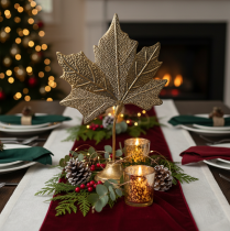 gjenstander Borddekorasjon høst lønnebladdekor gyllen antikk 58cm × 39cm